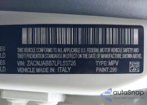 2020 Jeep Renegade Altitude Fwd из США, поврежденный, VIN ZACNJABB7LPL53726